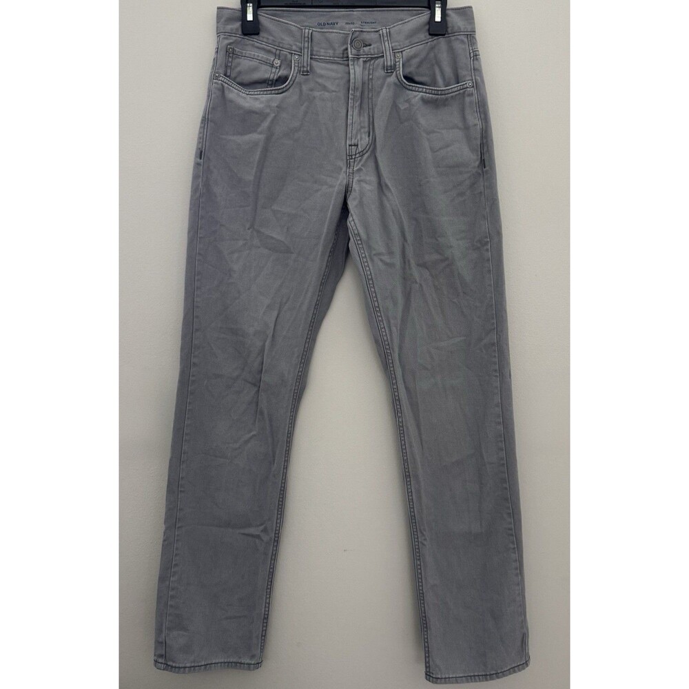 Old Navy Men's Straight Fit Gray Medium Wash Cotton Denim Jeans 30 x 32